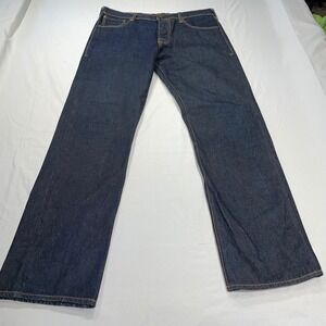 Evisu Indigo Genes Mens Raw Denim Jeans Size 38 Dark Wash‎ Straight Leg